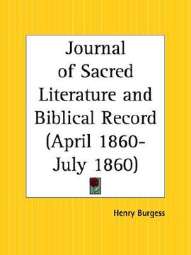 portada journal of sacred literature and biblical record, april 1860 to july 1860 (en Inglés)
