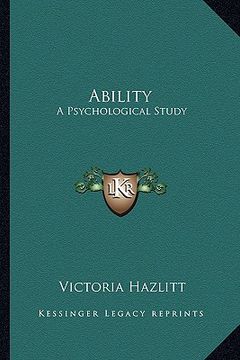 portada ability: a psychological study (en Inglés)