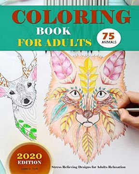 portada Coloring Book for Adults: 75 Animals (en Inglés)