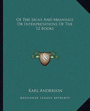 portada of the signs and meanings or interpretations of the 12 books (en Inglés)