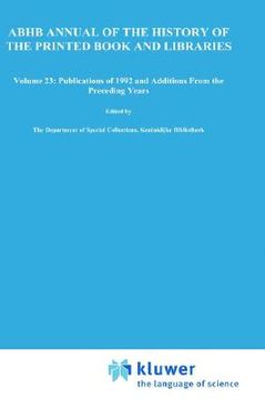 portada annual bibliography of the history of the printed book and libraries: volume 23: publications of 1992 and additions from the preceding years (in English)
