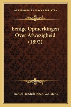 portada Eenige Opmerkingen Over Afwezigheid (1892)