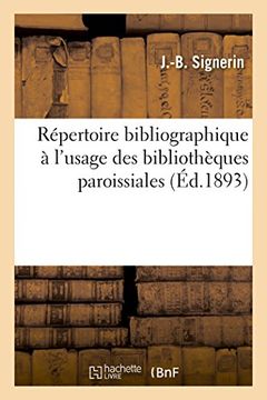 portada Repertoire Bibliographique A L'Usage Des Bibliotheques Paroissiales (Religion) (French Edition)