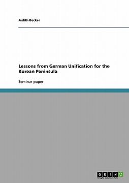 portada lessons from german unification for the korean peninsula (en Inglés)