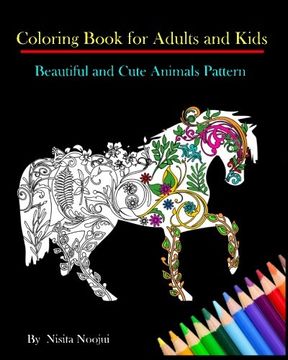 portada Coloring Book for Adults and Kids: Beautiful and Cute Animals Pattern