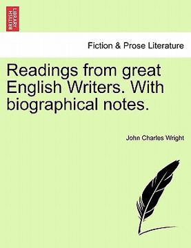 portada readings from great english writers. with biographical notes. (in English)