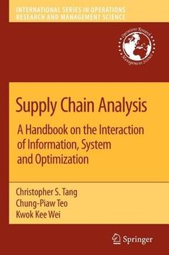 portada Supply Chain Analysis: A Handbook on the Interaction of Information, System and Optimization