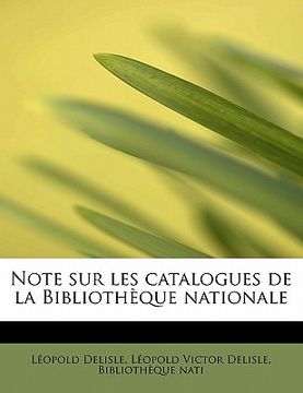 portada note sur les catalogues de la biblioth que nationale (in English)
