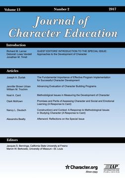 portada Journal of Character Education Volume 13, Issue 2, 2017 (en Inglés)