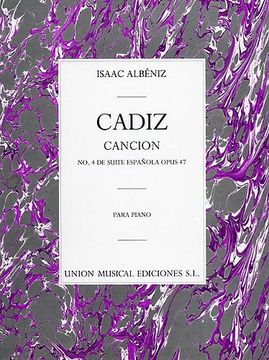 portada ALBENIZ - Cadiz Op.47 nº 4 para Piano