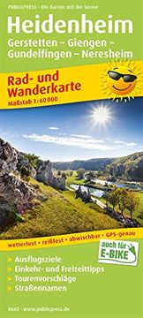 portada Heidenheim, Gerstetten - Giengen - Gundelfingen - Neresheim: Rad- und Wanderkarte mit Ausflugszielen, Einkehr- & Freizeittipps, Wetterfest, Reißfest,. 1: 60000 (Rad- und Wanderkarte / Ruwk) (en Alemán)