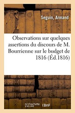 portada Observations sur Quelques Assertions du Discours de m. Bourrienne sur le Budget de 1816 (Généralités) (en Francés)