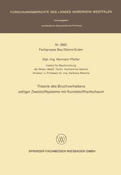 portada Theorie Des Bruchverhaltens Zelliger Zweistoffsysteme Mit Kunststoffhartschaum (in German)