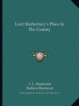 portada lord shaftesbury's place in the century (in English)