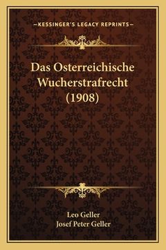 portada Das Osterreichische Wucherstrafrecht (1908) (in German)