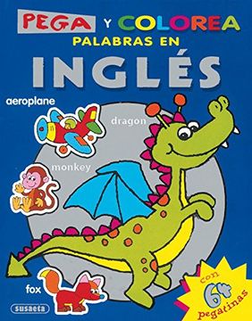 portada Pega y Colorea Palabras en Inglés (Súper Pega y Colorea) (in Spanish)