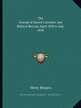 portada the journal of sacred literature and biblical record, april 1858 to july 1858
