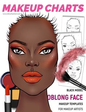 portada Makeup Charts - Face Charts for Makeup Artists: Black Model - OBLONG face shape