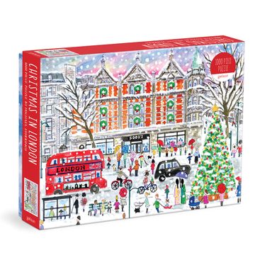 portada Galison Michael Storrings Christmas in London – 1000 Piece Puzzle fun and Challenging Activity With Bright and Bold Artwork of the London Holiday Season for Adults and Families