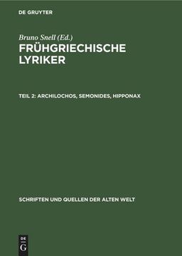 portada Archilochos, Semonides, Hipponax (en Alemán)