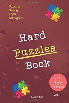 portada Hard Puzzles Book - Suguru,Binary,Tapa,Straights - 200 Hard Puzzles Vol. 10 (en Inglés)