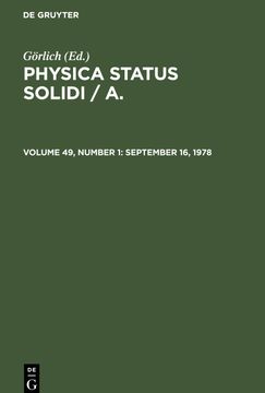 portada Physica Status Solidi / a. , Volume 49, Number 1, September 16, 1978 (en Inglés)