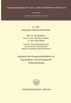 portada Handbuch Der Programmbibliothek Zur Linguistischen Und Philologischen Textverarbeitung