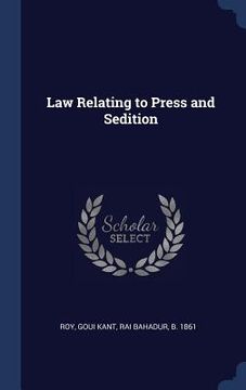 portada Law Relating to Press and Sedition (en Inglés)