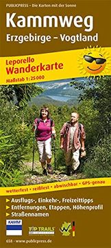 portada Wanderkarte Leporello Kammweg Erzgebirge Vogtland: Mit Ausflugszielen, Einkehr- & Freizeittipps, Wetterfest, Reißfest, Abwischbar, Gps-Genau. 1: 25000 (en Alemán)