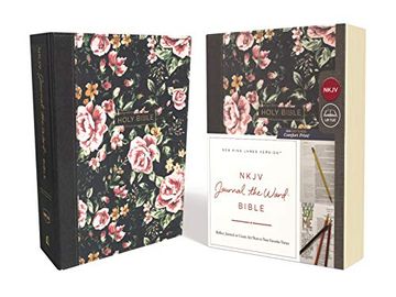 portada Nkjv, Journal the Word Bible, Cloth Over Board, Gray Floral, red Letter Edition, Comfort Print: Reflect, Journal, or Create art Next to Your Favorite Verses [Hardcover ] 