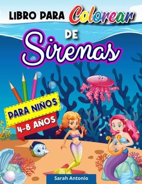 portada Libro Para Colorear de Sirenas: Páginas Para Colorear de Sirenas, Libro Para Colorear de Lindas Criaturas Marinas Para Niños, Diseños Relajantes de Sirenas