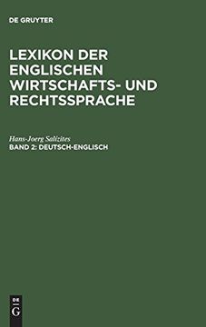 portada Lexikon der Englischen Wirtschafts- und Rechtssprache: Deutsch-Englisch (en Alemán)