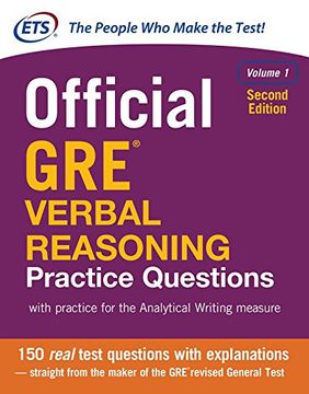 portada Official gre Verbal Reasoning Practice Questions, Second Edition, Volume 1 (Test Prep) (en Inglés)