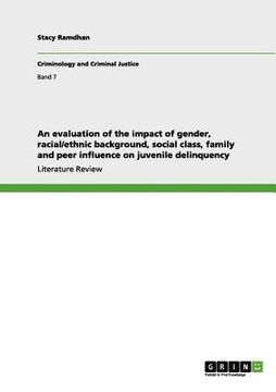 portada an evaluation of the impact of gender, racial/ethnic background, social class, family and peer influence on juvenile delinquency