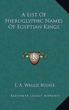 portada a list of hieroglyphic names of egyptian kings (in English)