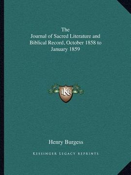 portada the journal of sacred literature and biblical record, october 1858 to january 1859 (en Inglés)