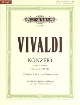 portada Vivaldi - Concierto en la Menor (Rv522) Op. 3 nº 8 Para 2 Violines y Piano (Urtext) (in German)