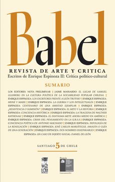 portada Babel N° 5. Revista de arte y crítica. Escritos de Enrique Espinoza II: Crítica político-cultural (in Spanish)
