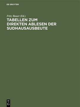 portada Tabellen zum Direkten Ablesen der Sudhausausbeute (en Alemán)