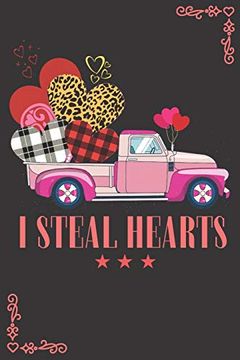 portada I Steal Hearts: Leopard and Buffalo Plaid Hearts on the Pickup Truck Classroom Expenses Tracker 6x9 Inches 100 Pages Lovely Gift Idea, Valentines day Romantic, Girlfriend, Boyfriend 