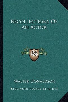 portada recollections of an actor (en Inglés)