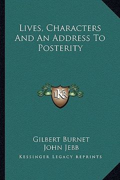 portada lives, characters and an address to posterity (en Inglés)