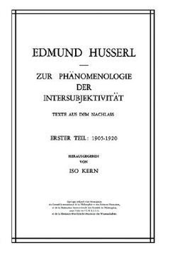 portada zur phanomenologie der intersubjektivitat: texte aus dem nachlass erster teil: 1905 1920 (en Inglés)