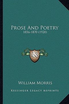 portada prose and poetry: 1856-1870 (1920) (en Inglés)
