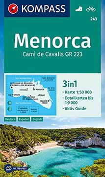 portada Menorca: 3In1 Wanderkarte 1: 50000 mit Aktiv Guide und Stadtplänen. Fahrradfahren. (Kompass-Wanderkarten, Band 243)