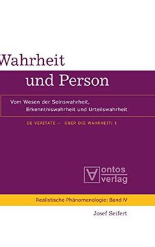 portada Wahrheit und Person (Realistische Phänomenologie (in German)