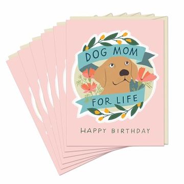 portada 6-Pack em & Friends dog mom for Life Birthday Cards & Sticker Greeting Cards and Envelopes (en Inglés)