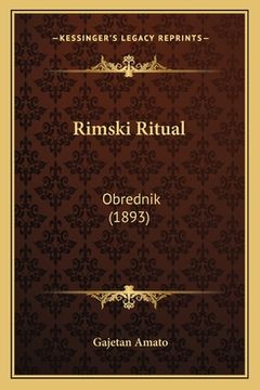 portada Rimski Ritual: Obrednik (1893) (en Esloveno)