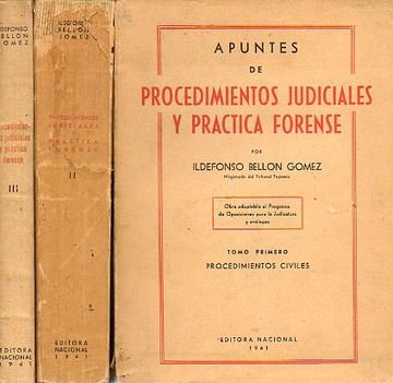 portada procedimientos judiciales y práctica forense. 3 tomos. i. procedimientos civiles. ii. procedimientos civiles. iii. procedimientos penales.