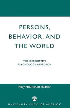 portada persons, behavior, and the world: the descriptive psychology approach (in English)